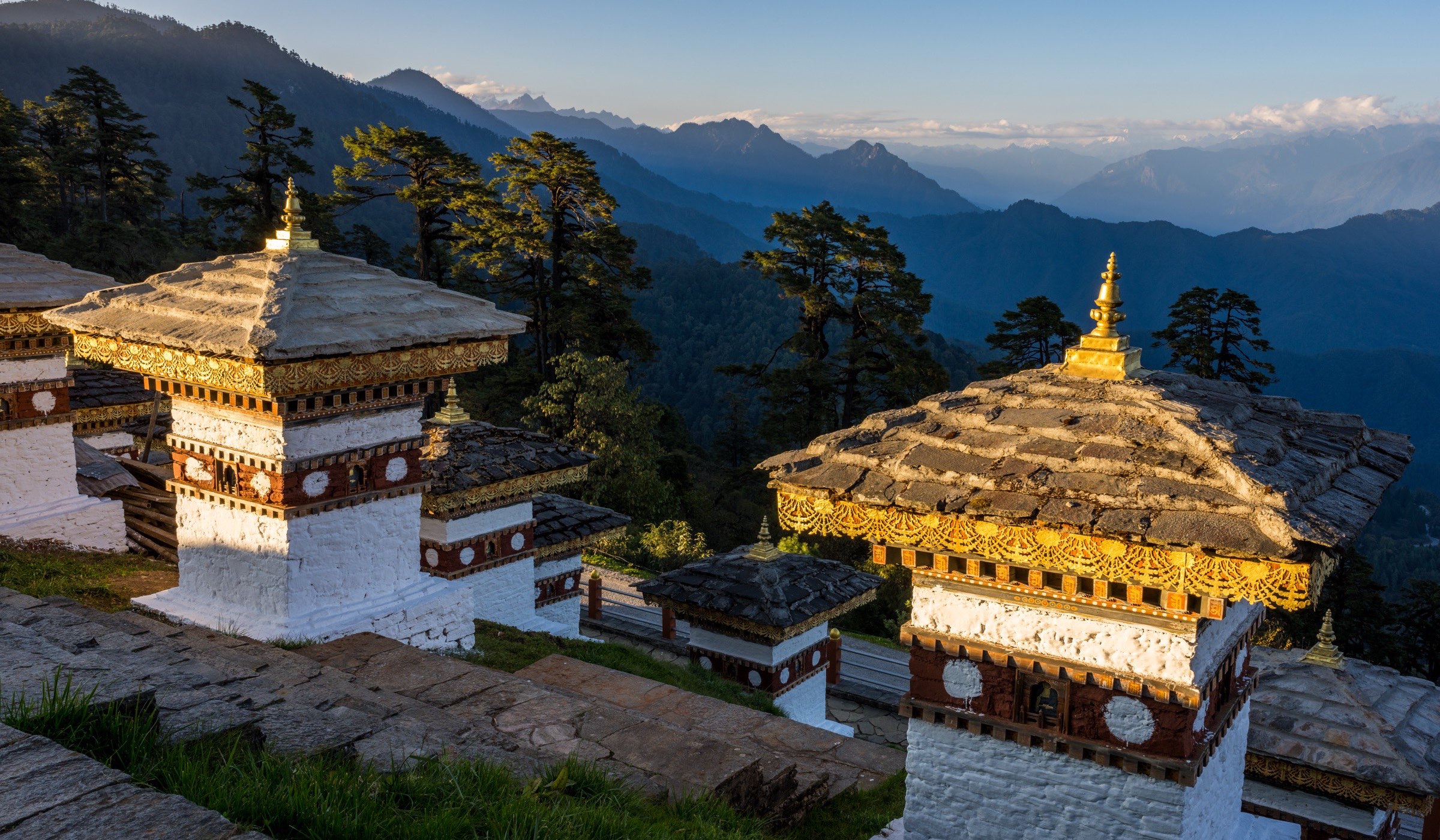 A Bhutanese guide walking through a high alpine pass